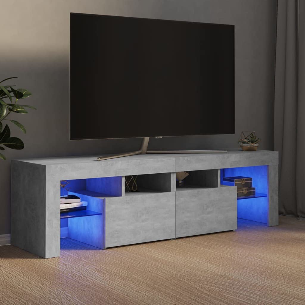 vidaXL-Mueble-para-TV-con-Luces-LED-Soporte-Armario-Aparador-Estante-Salon-Sala-de-Estar-Decoracion-Entretenimiento-Gris