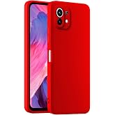 HULLIN Colorful Silicone Phone Case Cover, Suitable for Xiaomi MI 11 Lite / 11 Lite 5G / 11 Lite 5G NE (6.55") - China Red