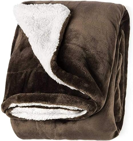 Amazon Com Life Comfort Microfiber Plush Polyester 60 X70 Large All Season Blanket For Bed Or Couch Ultimate Sherpa Throw Dark Brown Home Kitchen
