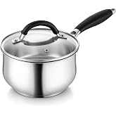 TeamFar Sauce Pan, 2 Quart Stainless Steel Saucepan with Lid | Small Sauce Pot with Triply Base Fits Induction &amp; Most Stoves, for Cooking Boiling Heating, Even Heat &amp; Dishwasher Safe
