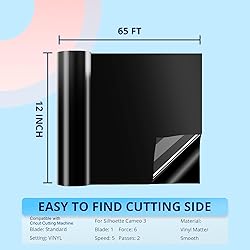 HTVRONT Black Permanent Vinyl - 12" x65FT Matte