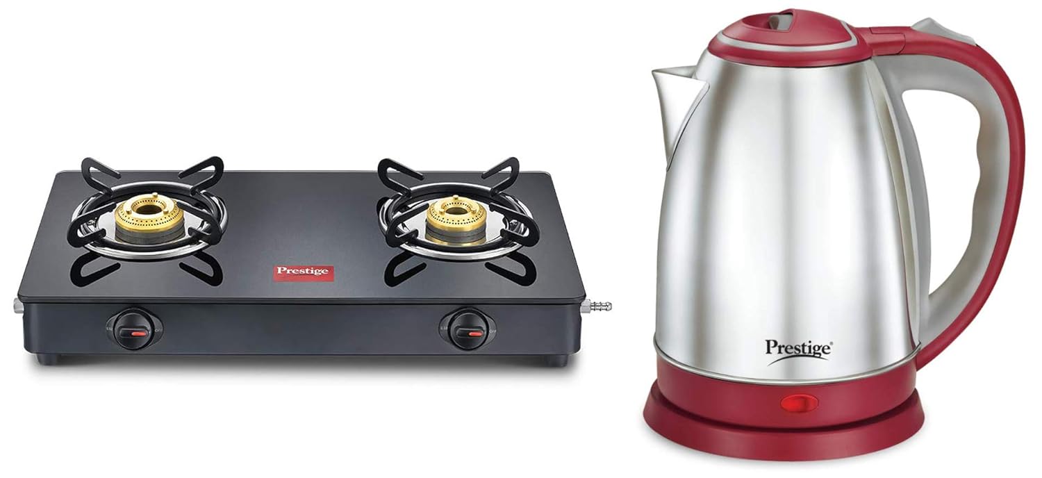 Buy Prestige Magic Glass Top 2 Burner Gas Stove, Manual Ignition Prestige PKOSS (1.8 L Kettle