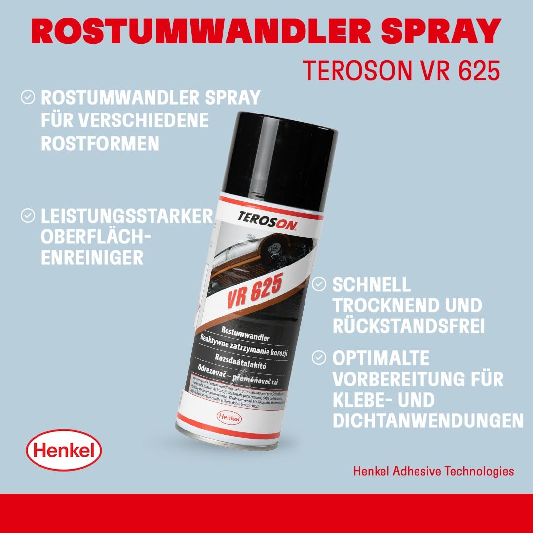 TEROSON VR 625 Rostumwandler Spray 400 ml | Rostumwandler & Rostschutz mit Grundierung | Rostentferner für Auto, Metall & Werkstatt | Schnelltrocknend & haftstark 4