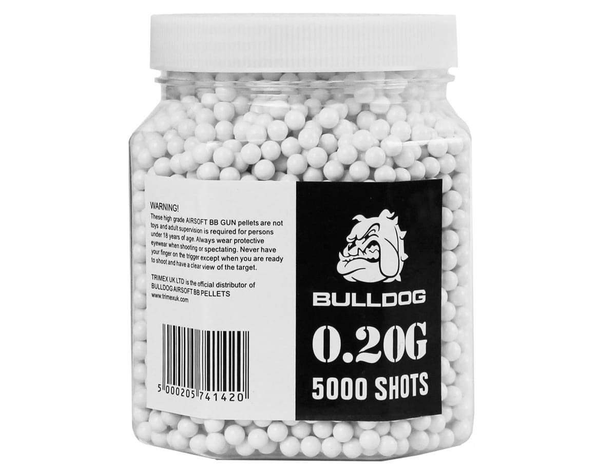 Airsoft High Grade 6mm 0.20g Biodegradable White BB Pellets High Precision Polished BBS 1000,2000,5000,10000 Shots In A Resealable Bag ALLCLEARANCEUK (0.20G 5000 BB TUB)