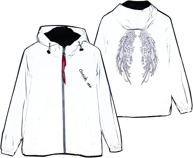 Amazon 明るい服 快適な化学繊維のフード付きジャケットユニセックス衣装ハロウィンの蛍光衣装パーティーファッショナブルなサーマルジャケット アウトドア アウトドアジャケット 通販