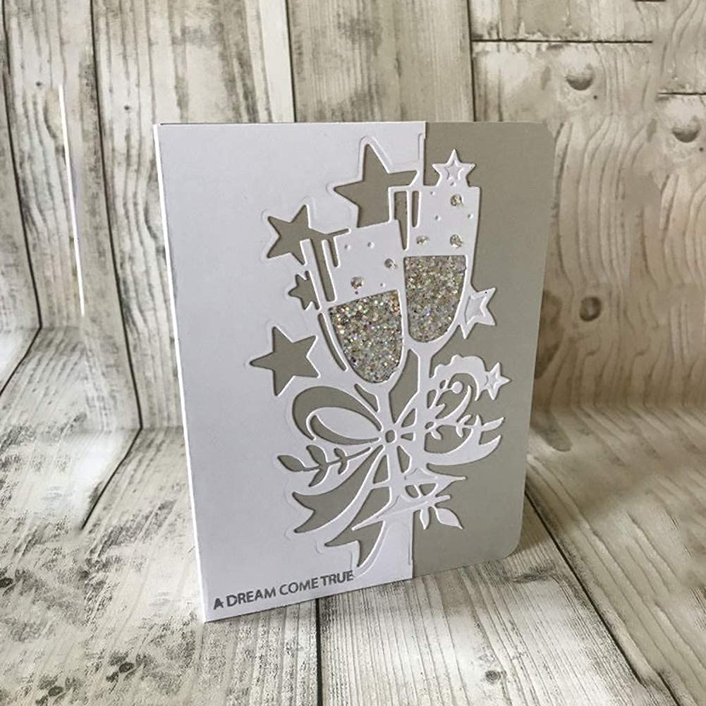 Wne Glass Metal Die Cuts，Wine Glass Party Festival Invitation Card Cutting Dies Cut Stencils for DIY Scrapbooking Photo Album Decorative Embossing Paper Dies for Card Making Templated