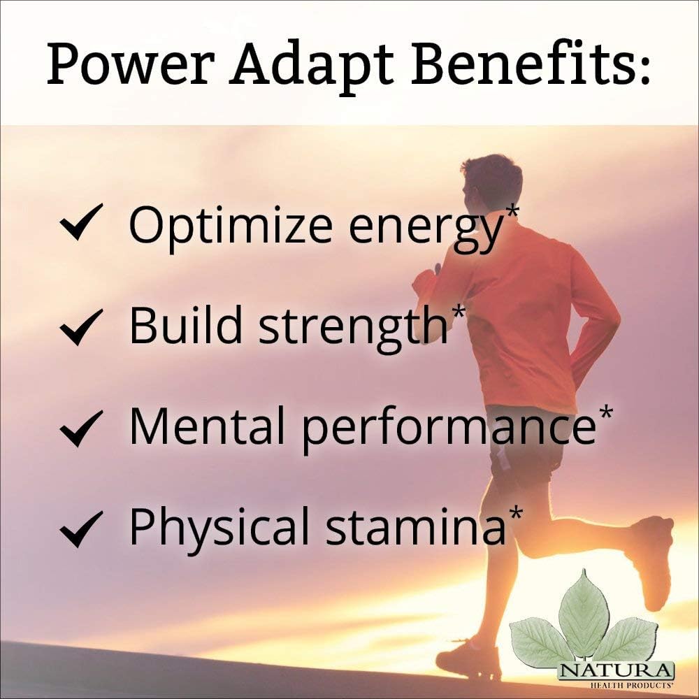 Natura Health Products - Power Adapt Energy and Stress Relief Supplement - Natural Herbal Extracts to Increase Stamina, Build Strength, and Promote Stress Protection - 60 Capsules: Health & Personal Care