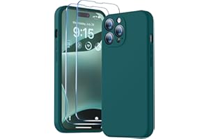 BossKiss Compatible with iPhone 14 Pro Max Case 6.7 inch, Premium Liquid Silicone Case [Velvety Touch] [2 Pcs 9H Tempered Glass Screen Protector], Camera All-Round Protection Case, Teal