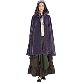 LSYYSKB Medieval Costume with Hood Renaissance Hooded Cloak Vintage Cape Witch Wizard Victorian Halloween Fancy Dress Costume