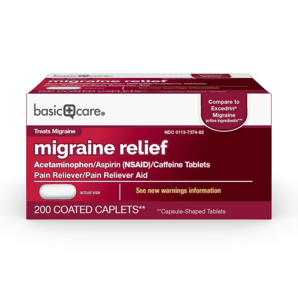 Buy Amazon Basic Care Migraine Relief, Acetaminophen, Aspirin (NSAID