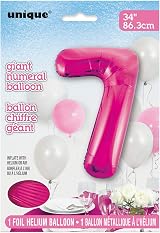 Unique Pink Number 7 Shaped Large Foil Balloon 86cm view 2