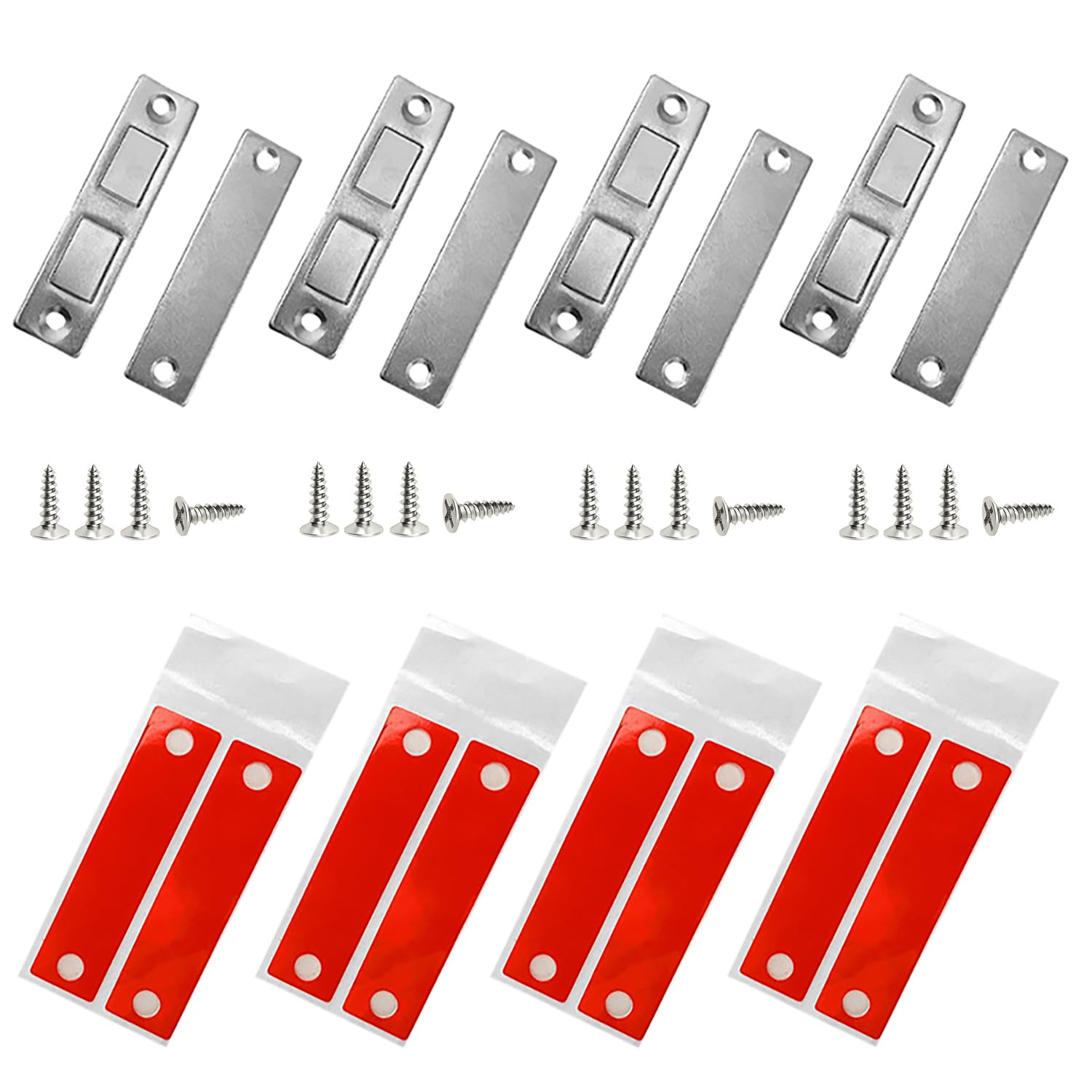 Euzuxu 4 Pack Cupboard Magnets, Ultra Thin Magnetic Door Catch, Invisible Closure for Kitchen Closet Sliding Door