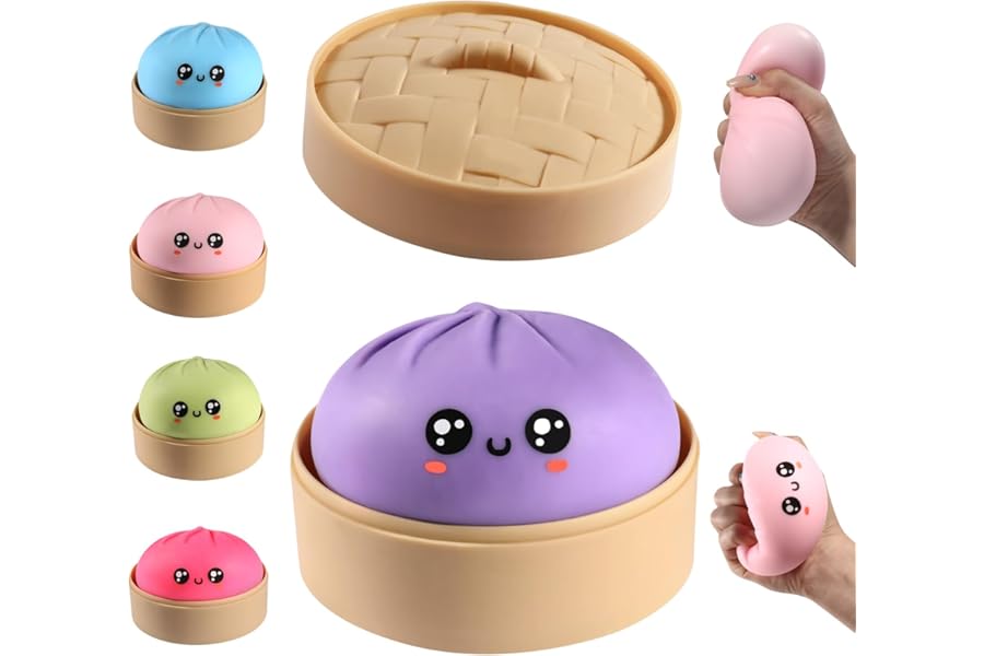 Dumpling Squishy, Dumpling Squishy Mystery Box, Cute Big Squishy Dumpling Stress Ball Fidget Sensory Toy for Adults Anxiety Relief, Novelty Squeeze Ball for Office Desk (Purple)