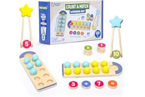 Educational Insights Count & Match Wooden Set – Counting Toys for Kids, Preschool Math Manipulatives & Fine Motor Skill Games