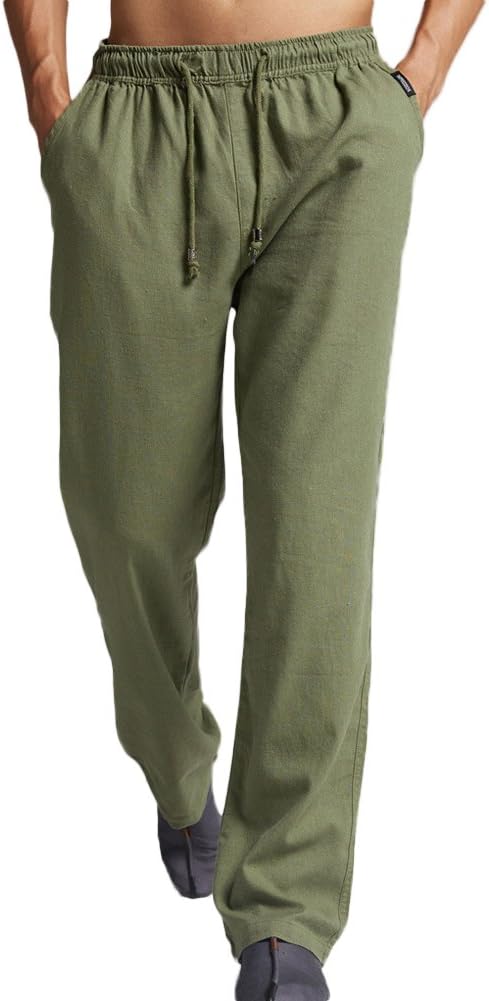 Chickle Men's Summer Lightweight Elastic Waist Linen Pants