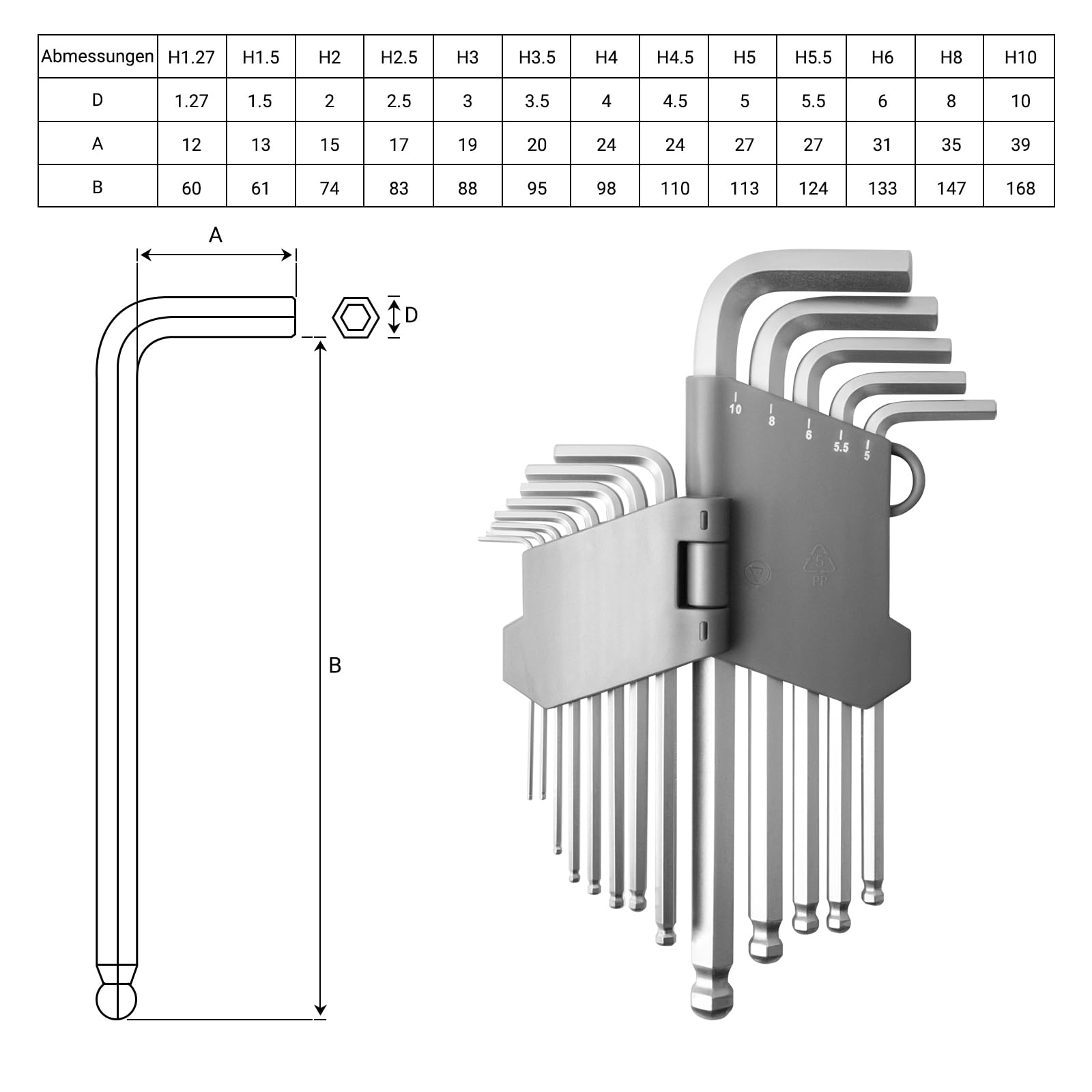 Mua TOOLMAYS Hex Socket Set, 13-Piece Allen Key Set with Ball Head, 1. ...