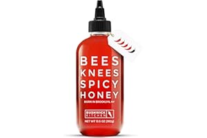 BUSHWICK KITCHEN Bees Knees Spicy Hot Honey – Raw Habanero Infused Honey, Sweet & Spicy Drizzle for Pizza, Fried Chicken & Biscuits | Unfiltered, Gluten-Free, Made in USA, 12.5 oz
