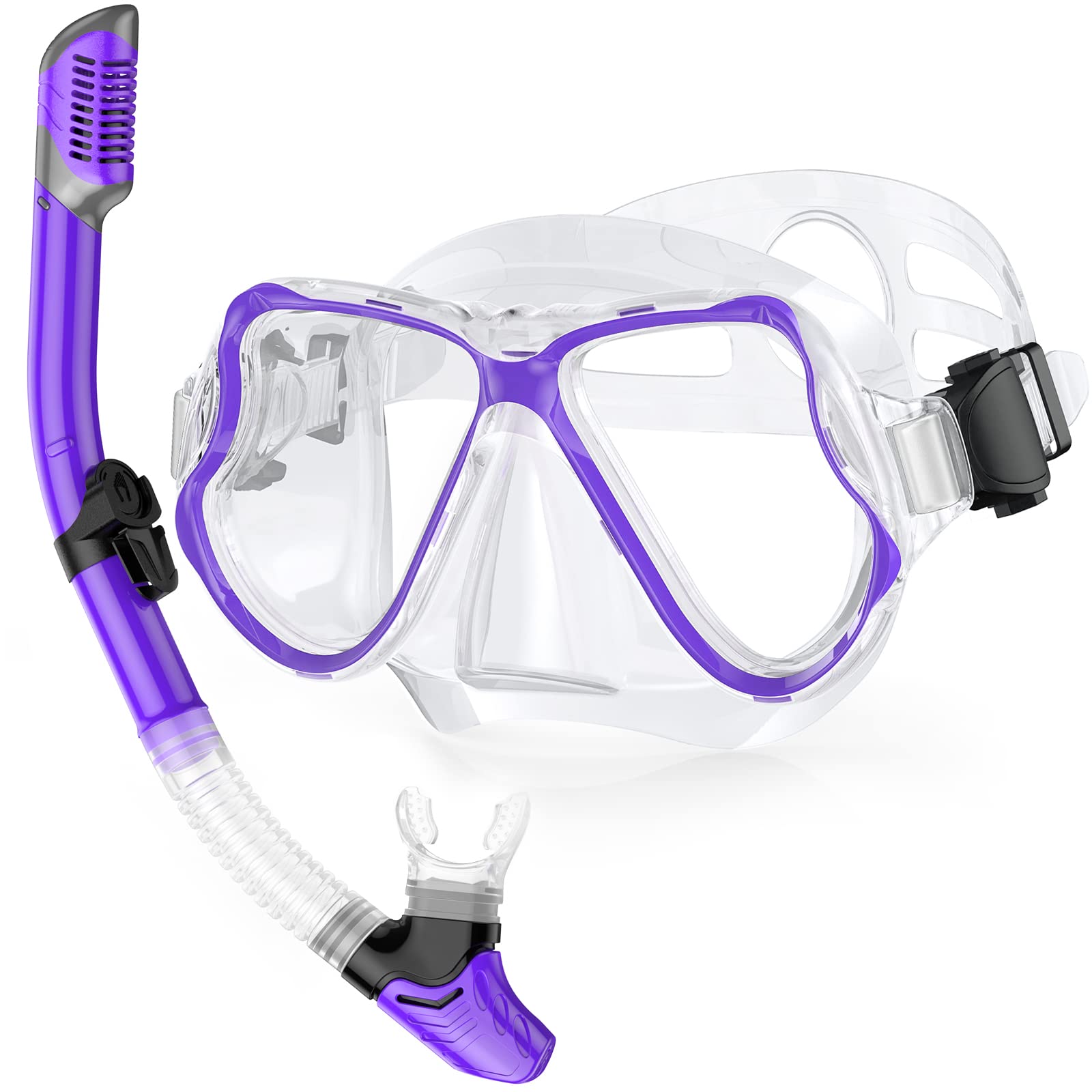 Karvipark Dry Snorkel Set, Anti-Fog Scuba Snorkelling Packages, Panoramic Wide View Snorkelling Goggle, Professional Snorkelling Gear for Adults