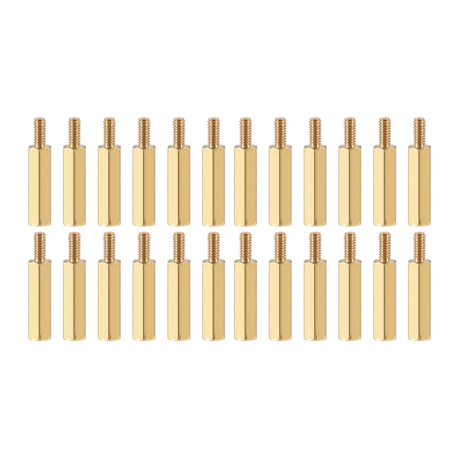 YOKIVE 20 Pcs M2.5 Standoff Screws, Brass Hex PCB Standoffs, Keep Height Consistent, Great for Motherboard (Gold Tone, 16mm+6mm)