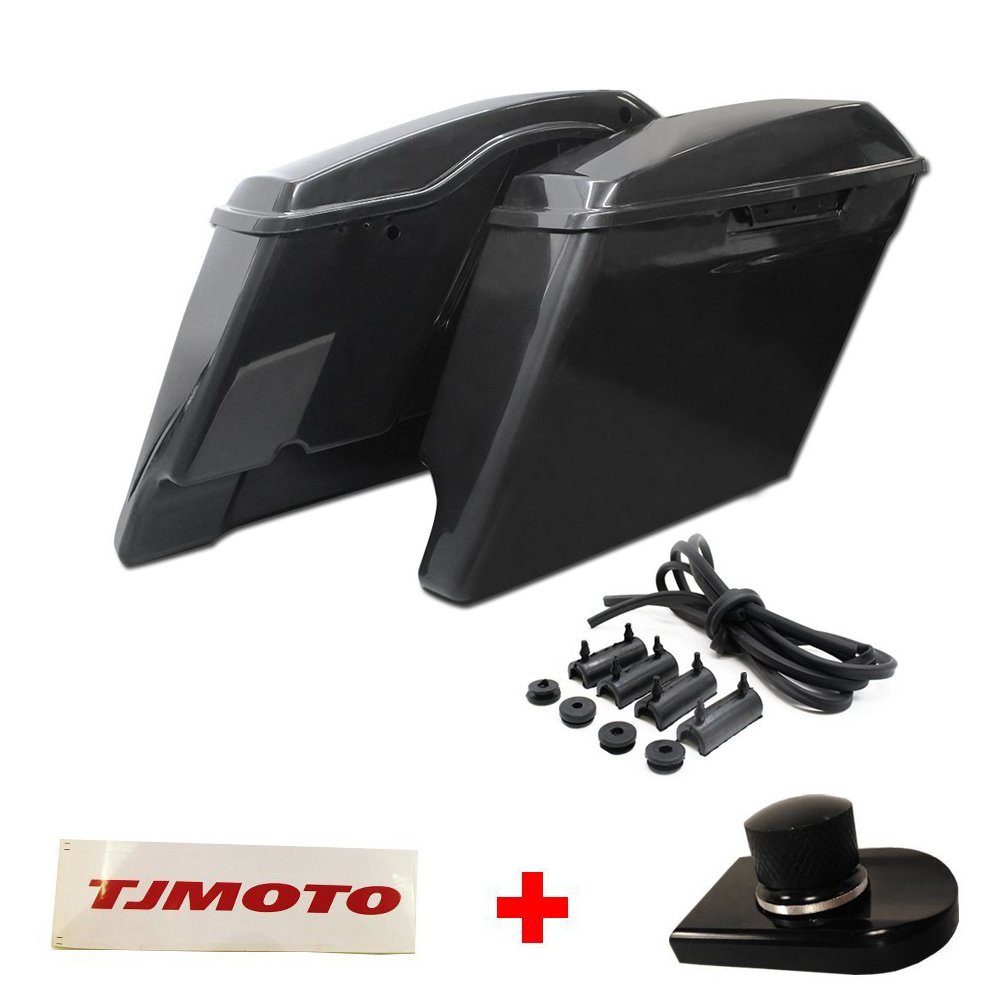 TJMOTO Extended 4.5"INCH Stretched Unpainted Saddle Bag Hard ABS Saddlebag Trunk Lib For 2014-2016 Harley Davidson Touring Models Road King Street Glide Electra Glide