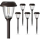 XMCOSY+ Solar Pathway Lights Outdoor, Glass & Stainless Steel Garden Lights with 2 Lighting Modes (10/25 LM), IP65 Waterproof, Warm White for Yard, Walkway, Driveway, Patio & Path (6 Pack)