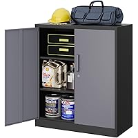 MIIIKO Metal Storage Cabinet With Locking Doors, White 72" Garage - View #2
