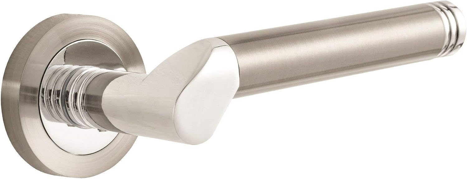 Designer Levers - Marcella Lever on Rose Door Handle - Contemporary Design- Polished Chrome - 1 Pair - Fixings Included - Interior Use