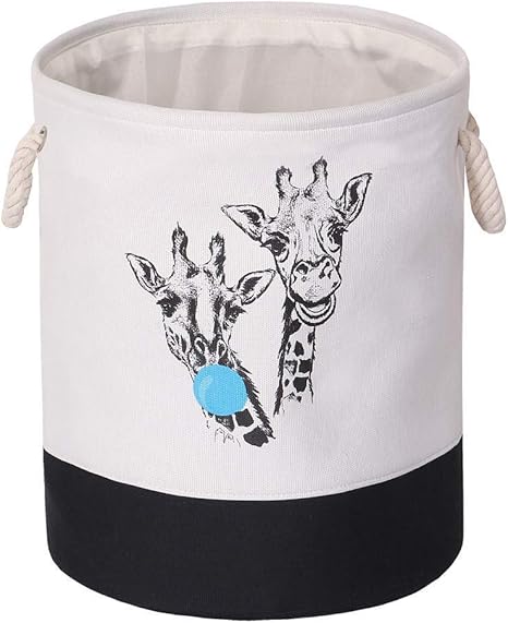 SEESEE.U Wäschekörbe zusammenklappbar, Kitz Leinwand Stoff runde