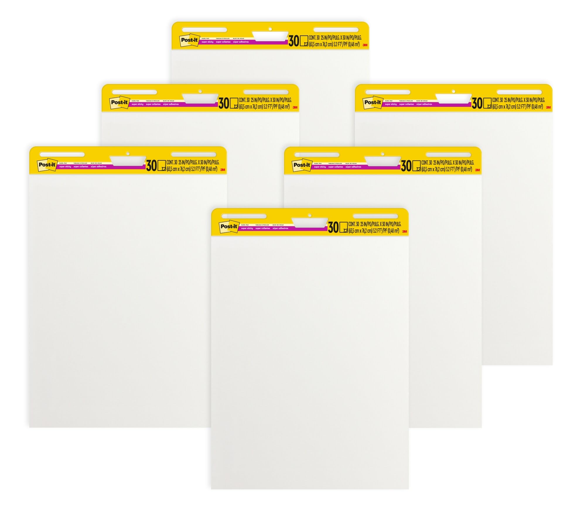 Post-it Super Sticky Meeting Charts,Value Pack, 6 Pads, 30 Sheets per Pad,635 mm x 762 mm, White Color - for Brainstorming Anywhere and Keeping All Ideas Visible — image 1