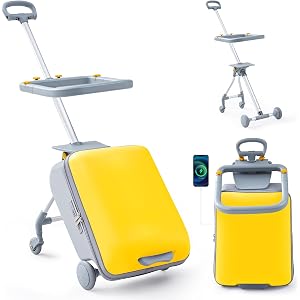 DEYGIA Kids Ride-on Luggage with Detachable Seat, 20" Carry-on Suitcase for Kids with Safety Guardrail, Silent Wheels, TSA Lo