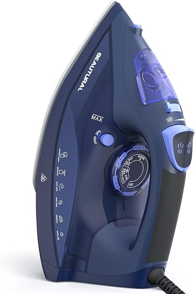 BEAUTURAL 2800W Steam Iron, Ceramic Soleplate, 3-Way Auto-Off, Blue