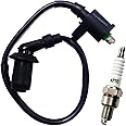 CQSPMOTO GY6 Racing Ignition Coil A7TC Spark Plug for 50cc 125cc 150cc 110cc 80cc 90cc Moped Scooter Chinese ATV Go Kart Pit Dirt Bike Engine Taotao Motorcycle SSR 125 Ignition Coil High Performance