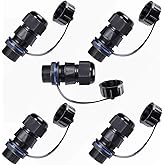 ANMBEST 5PCS Panel Mounting RJ45 Waterproof Connector Cat5/5e/6 Ethernet LAN Cable Coupler with Waterproof/Dust Cap Cover for