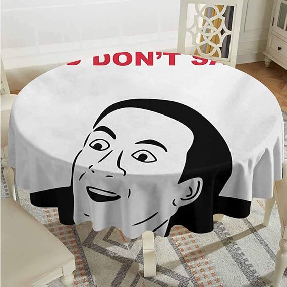 XXANS Round Solid Polyester Tablecloth,Groovy,Guy Meme Face Laughing