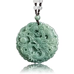 BJIMIDTI Dragon Jade Necklace Pendant Genuine Green