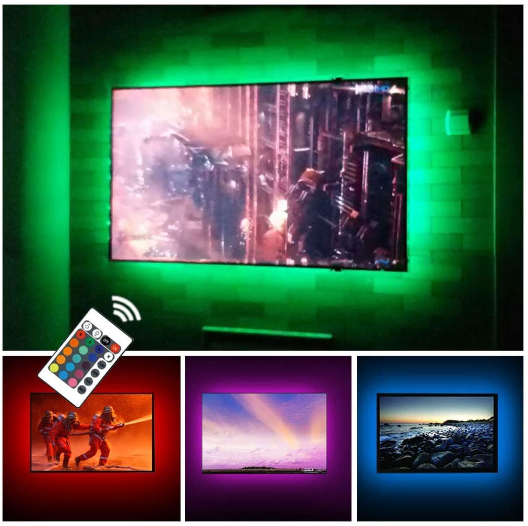 CPLID USB TV Backlight LED Strip Lights Kit for 24 to 60 inches Smart TV Sony LG Monitor, HDTV Wall Mount Stand Work Space Gaming Room Decor, LED Bias Ambient Mood Lighting