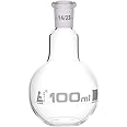 EISCO Florence Boiling Flask, 100ml - 14/23 Joint, Interchangeable - Borosilicate Glass - Flat Bottom, Short Neck