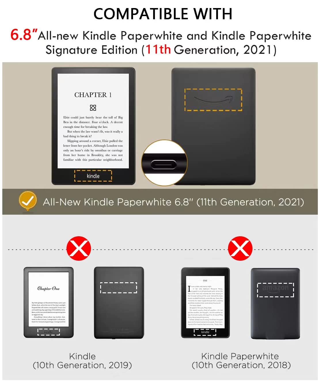 SCSVPN Case for 7''/6.8'' All-New Kindle Paperwhite(12th/11th Generation-2024/2021) and Kindle Colorsoft Signature Edition, Premium PU Protective Cover with Stand-Hand Strap-Auto Wake/Sleep-Card Slot