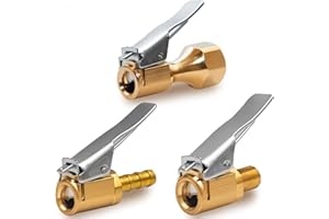 Ristimalink 3 Pack Brass Locking Tire Air Chuck with Adapter, Heavy Duty Universal Locking Air Chuck, Solid Brass Air Chuck Suitable for Tire Inflation Hose