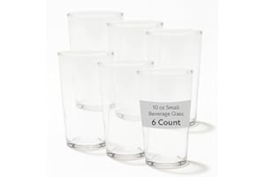 Restaurantware Beverage Glasses 6 Count 10 oz Sleek Glassware for Cocktails Durable Clear Glass Tumbler Dishwasher-Safe Tempe