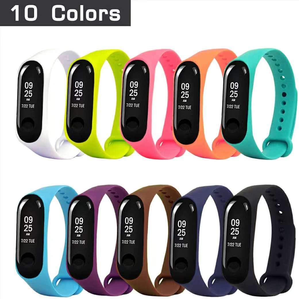 HITO 10pcs Xiaomi Mi Band 3/4 Strap Replacement, Soft Silicone Strap Wristband WatchBand Accessories for Xiaomi Mi Band 3/4 (Waterproof, Wearable, Breathable)