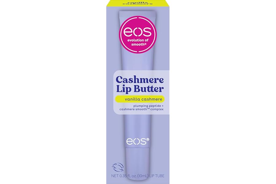 eos Cashmere Lip Butter – Vanilla Cashmere, Plumping Peptides, Smoothing, eos Lip Butter, Shea Butter, Lip Mask, Lip Moisturizer, Soft Lips, 0.35 fl oz