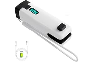 HSLGOVE 3-IN-1 Mini Bag Sealer, Rechargeable Bag Sealer Heat Seal with Cutter, Flash-light and Magnet Mini Bag Resealer Machine for Plastic Bags Snack Bags-Beigewhite