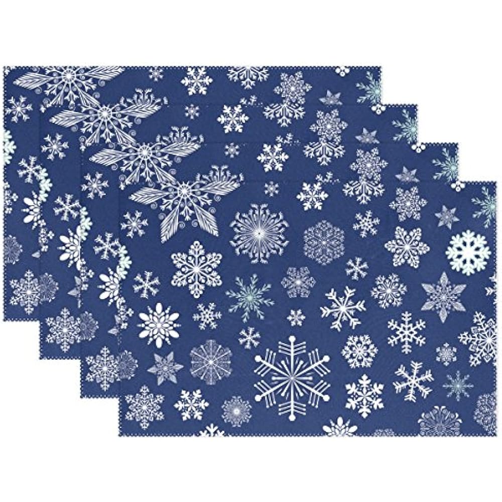 My Daily Snowflake Royal Blue Placemats For Dining Table Set Of 6 Heat Resistant 699907154581 eBay