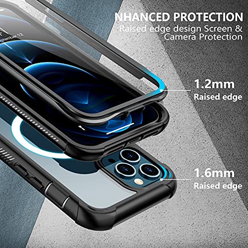Redpepper for iPhone 12 Pro Max Case with Built-in Screen Protector,Compatible with Magsafe Full Body Heavy Duty Shockproof Case for iPhone 12 Pro Max-6.7inch (Black)