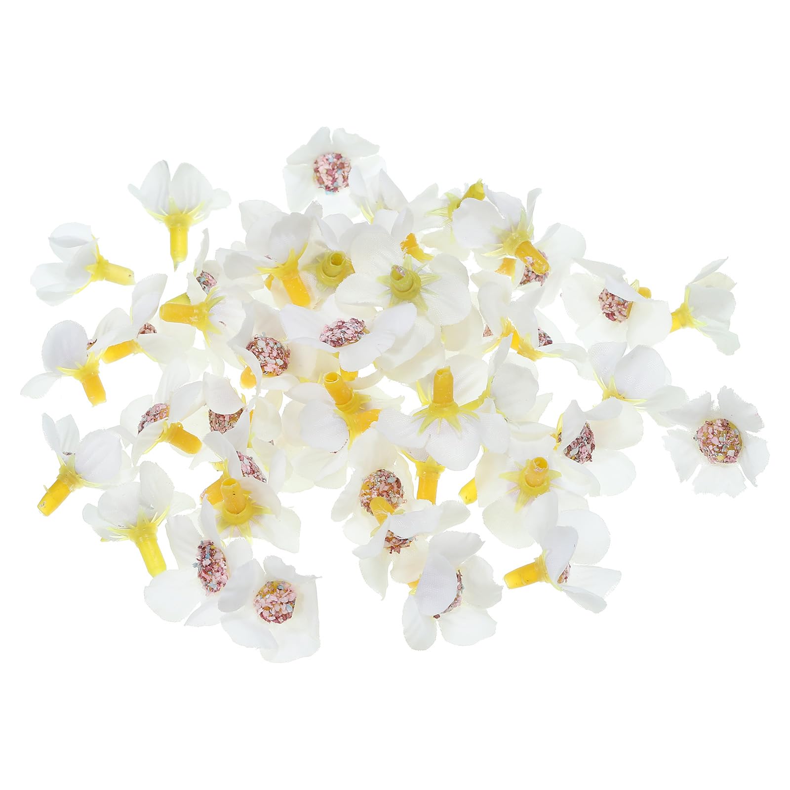 PATIKIL 0.79" Artificial Daisy Flower Heads, 50 Pack Silk Daisy Fake Flowers Heads for Wedding Floral Bouquet Decoration DIY Craft Making, White