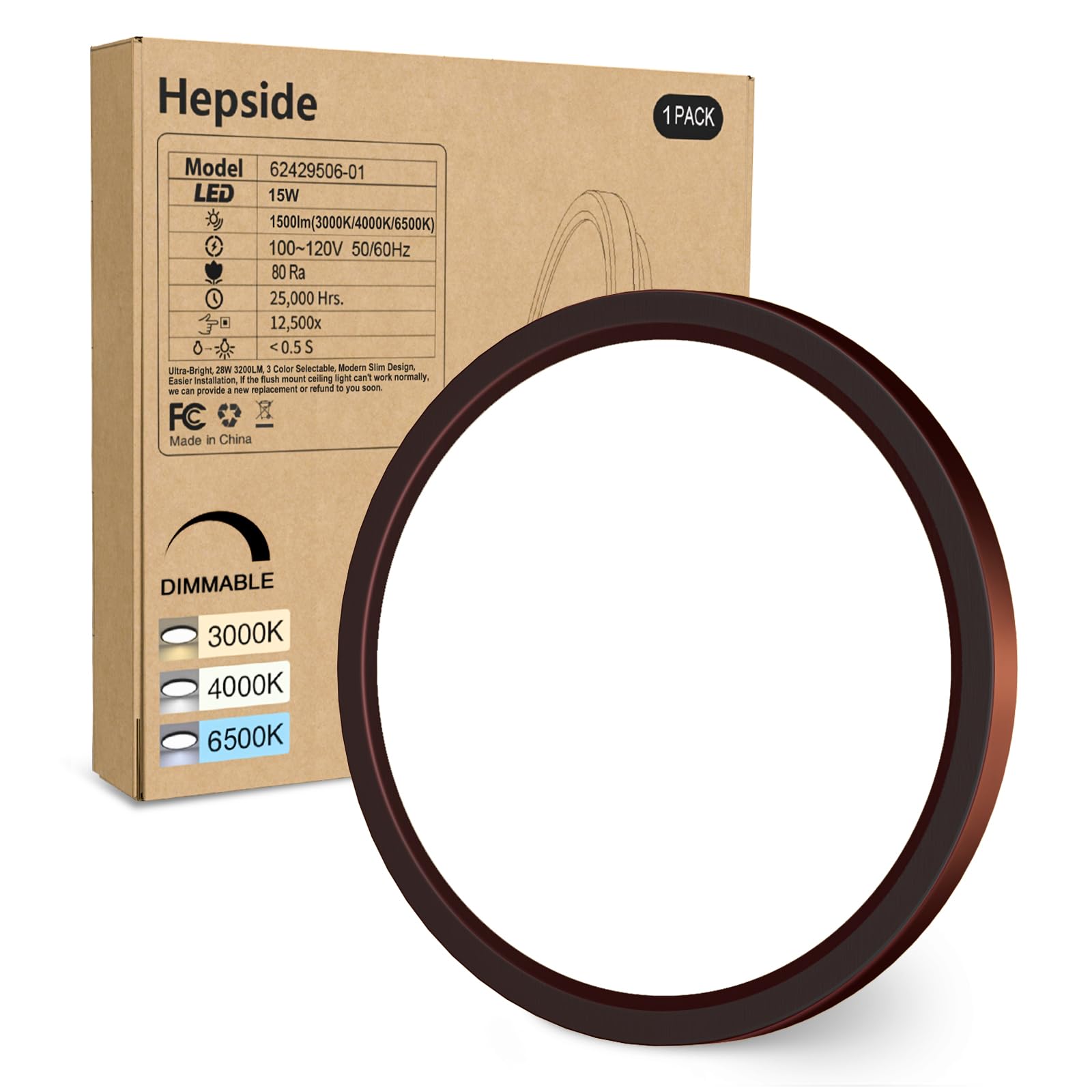 hepside 1Pack Dimmable Flush Mount Ceiling Light