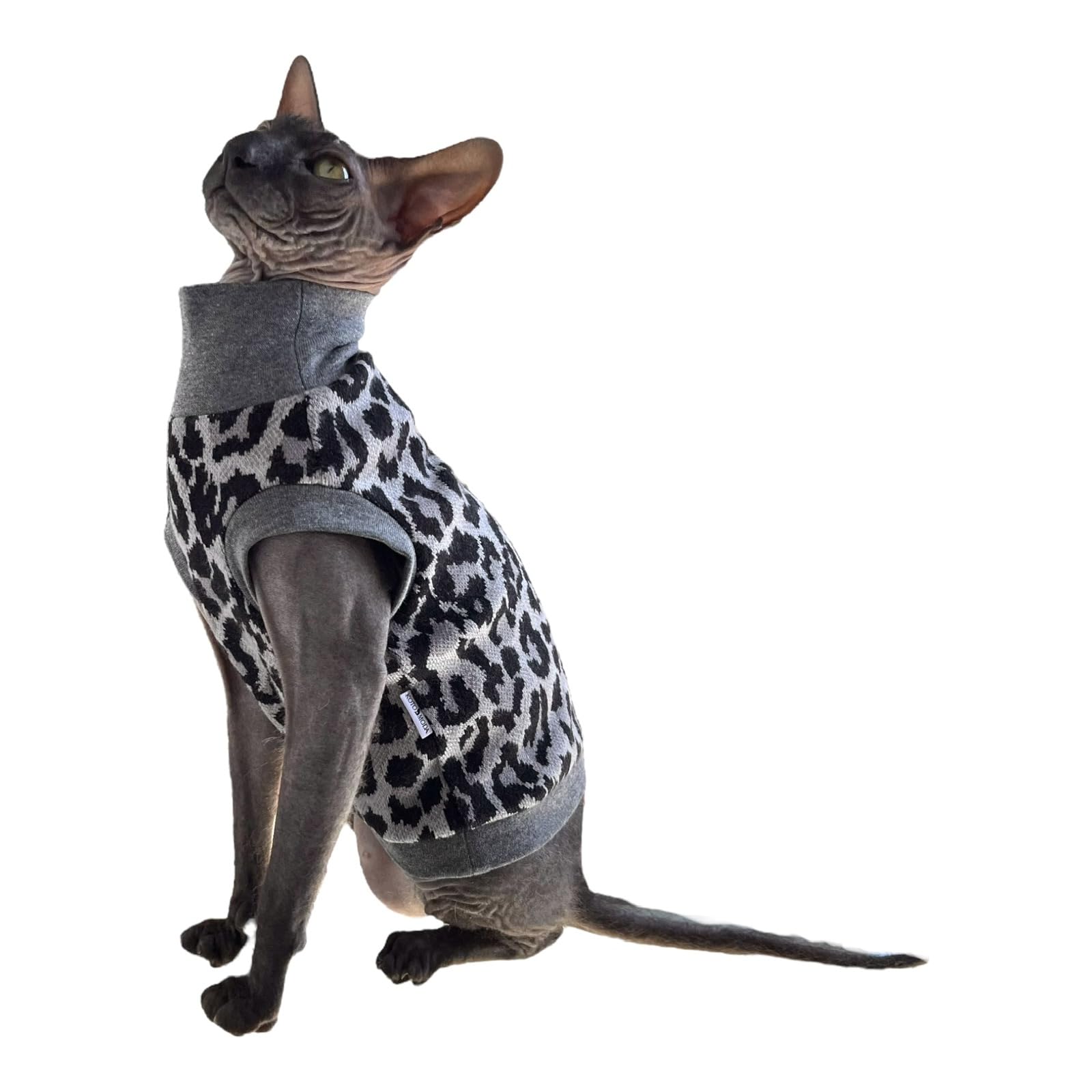 Kotomoda Cat's Cozy Comfort for Hairless Beauties: Winter Turtleneck Panther grey for Sphynx and Naked Cats (Large)