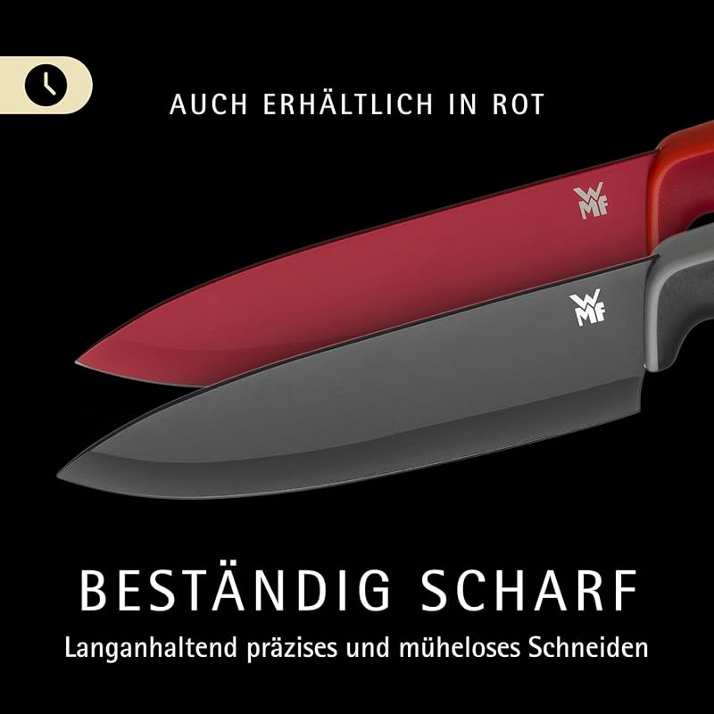 Touch Messerset 2-teilig – scharfes Küchenmesser-Set aus Spezialklingenstahl, antihaftbeschichtet und ergonomisch geformt, mit Schutzhüllen, bestehend aus Kochmesser und Gemüsemesser, rot