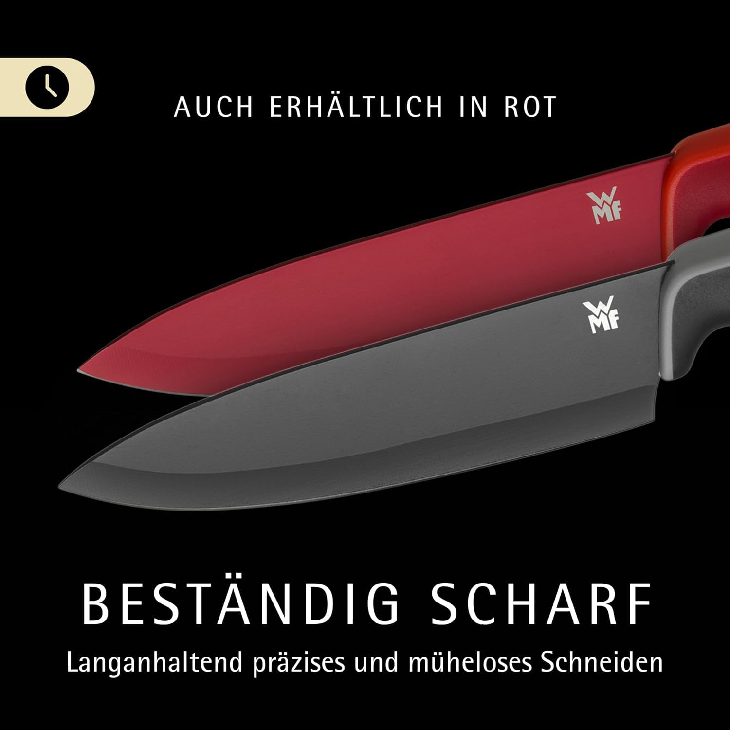 WMF Touch Messerset 2-teilig – scharfes Küchenmesser-Set aus Spezialklingenstahl, antihaftbeschichtet und ergonomisch geformt, mit Schutzhüllen, bestehend aus Kochmesser und Gemüsemesser, rot 4